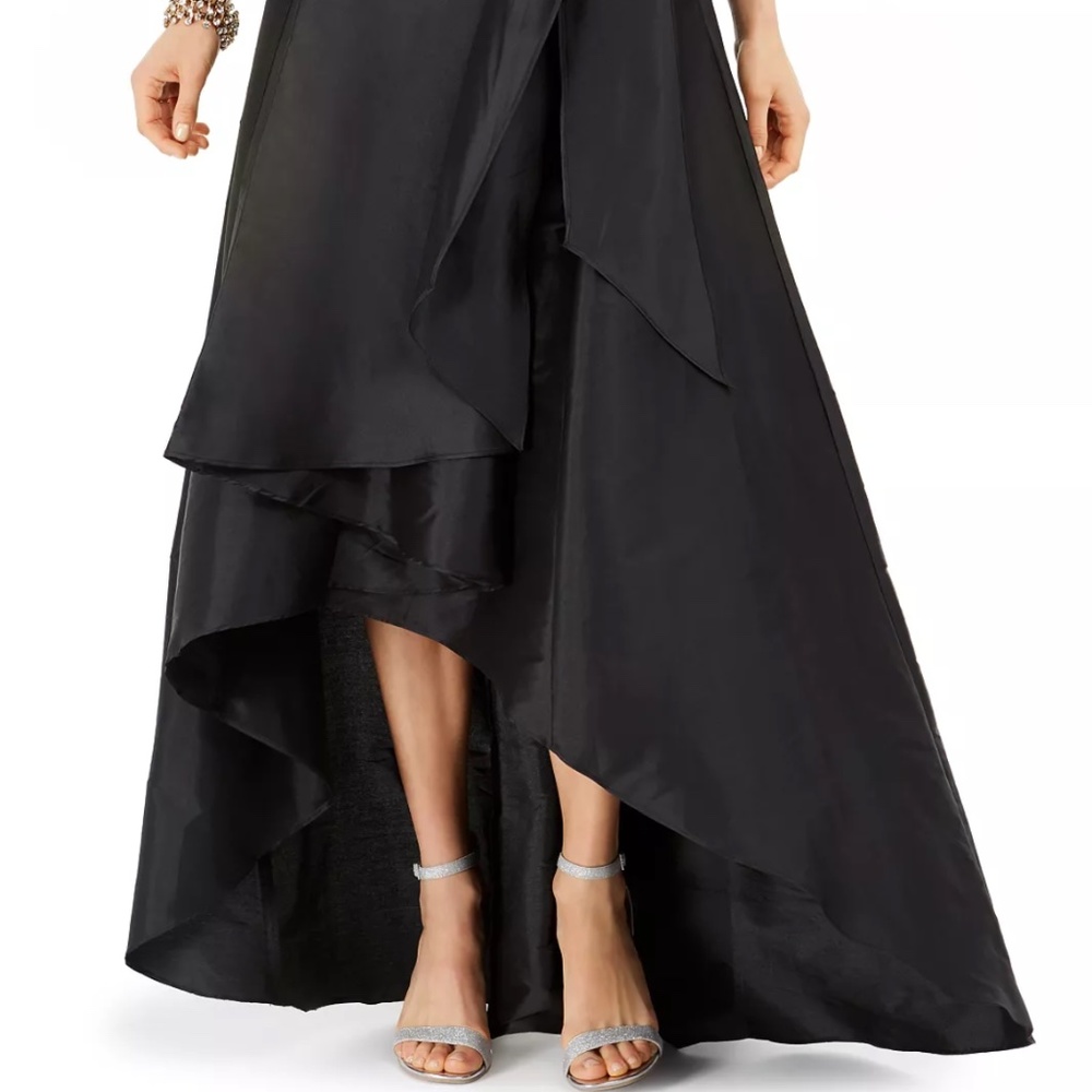 Black Satin High-Low Skirt